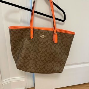 Orange coach tote